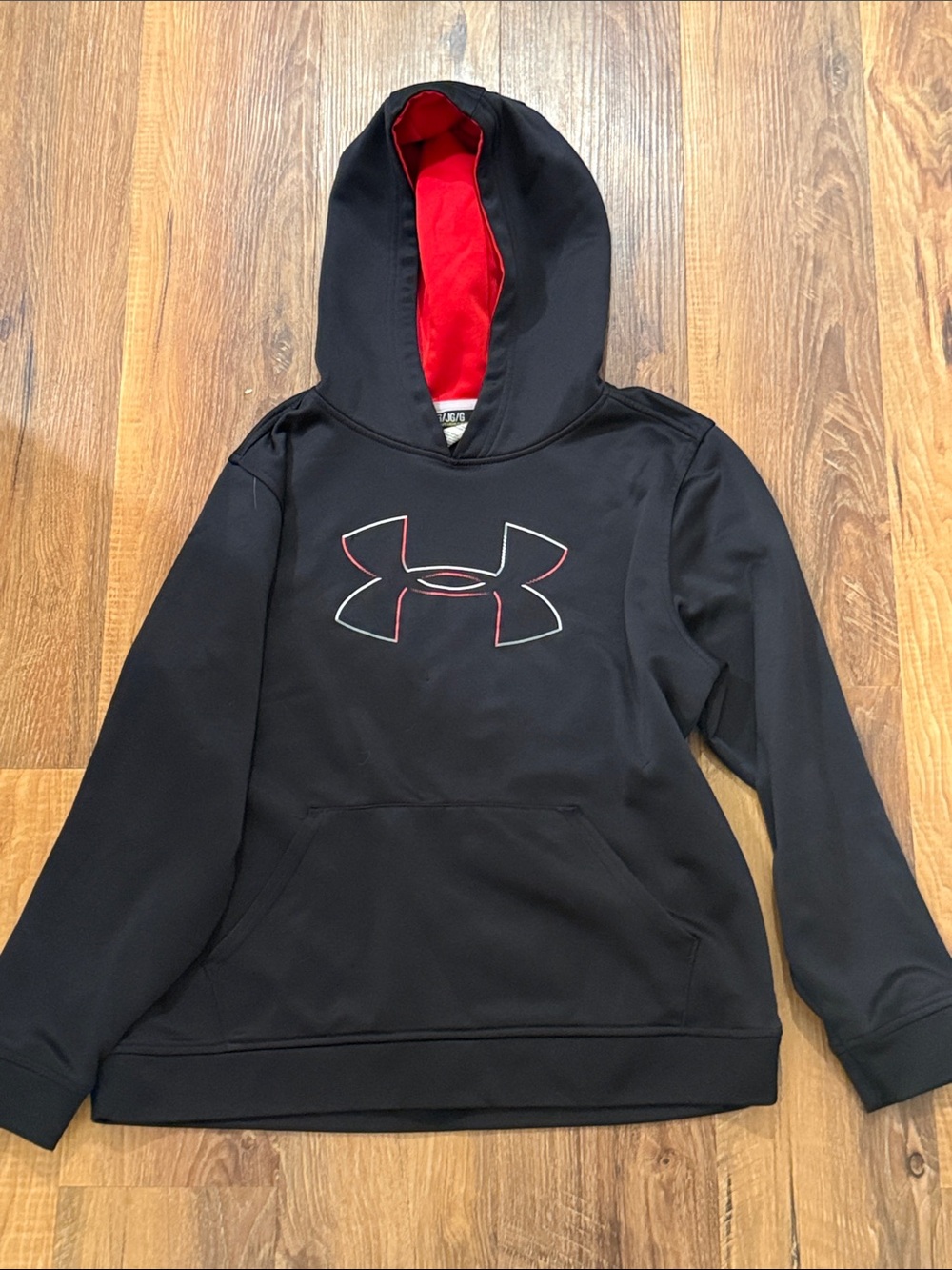 Under Armour Black Hoodie with Red-Lined Hood & Logo